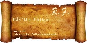 Réthi Folkus névjegykártya
